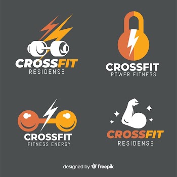 Collection of crossfit logo flat style Free Vector