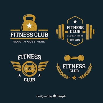 Collection of crossfit logo flat style Free Vector