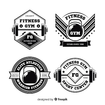 Collection of crossfit motivational logo flat design Free Vector