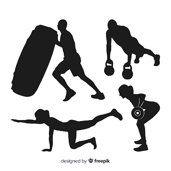 Collection of crossfit training silhouettes Free Vector