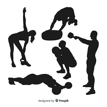 Collection of crossfit training silhouettes Free Vector