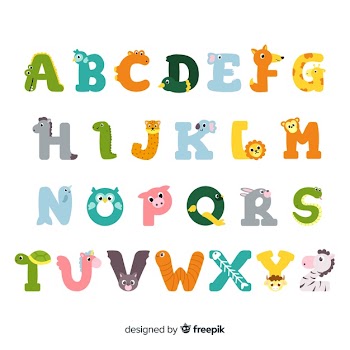 Collection of cute animal letters Free Vector