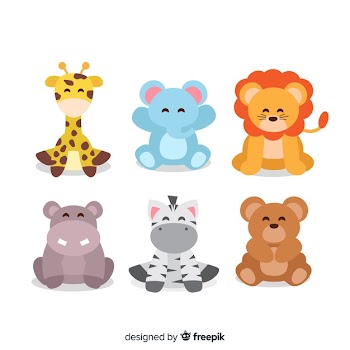 Collection of cute animals illustrations Free Vector
