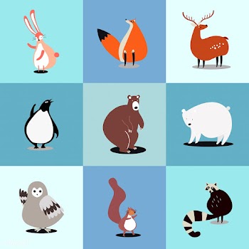 Collection of cute wild animals illustrations | Free stock vector - 477078