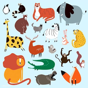 Collection of cute wild animals in cartoon st.. | Free stock vector - 477046