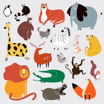 Collection of cute wild animals in cartoon st.. | Free stock vector - 477057