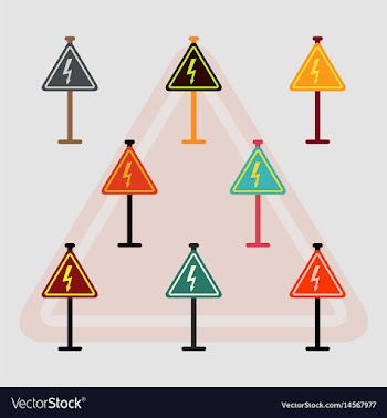 Collection of danger high voltage road sign vector image