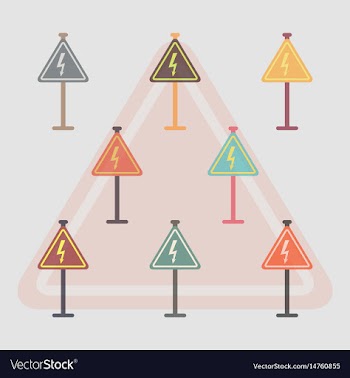 Collection of danger high voltage road sign vector image