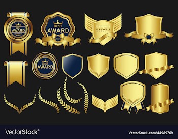 collection of design elements for gold badges