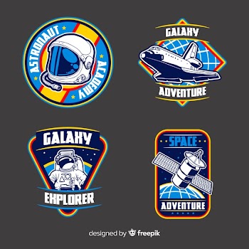 Collection of different stickers with space Free Vector