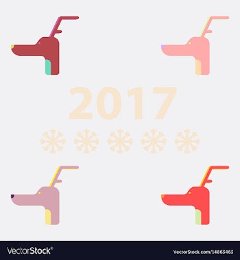 Collection of dog head with horns vector image