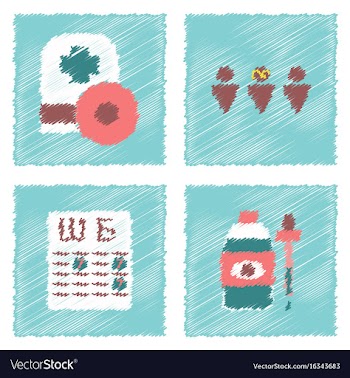 Collection of flat shading style clinical icons vector image