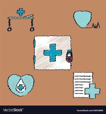 Collection of flat shading style clinical icons vector image