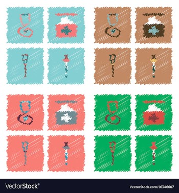 Collection of flat shading style clinical icons vector image