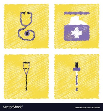 Collection of flat shading style clinical icons vector image