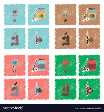 Collection of flat shading style clinical icons vector image
