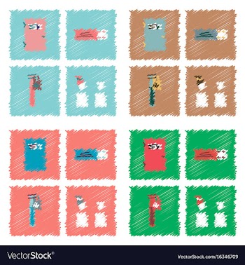 Collection of flat shading style clinical icons vector image
