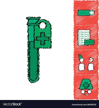 Collection of flat shading style clinical icons vector image