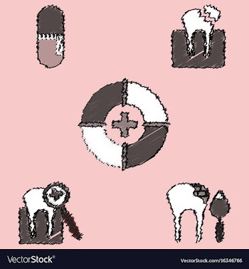 Collection of flat shading style clinical icons vector image