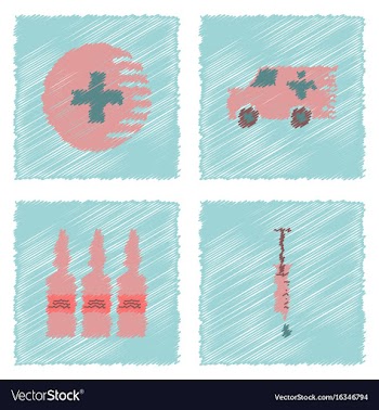 Collection of flat shading style clinical icons vector image