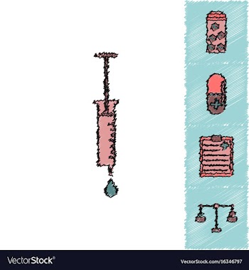 Collection of flat shading style clinical icons vector image