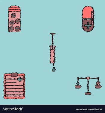 Collection of flat shading style clinical icons vector image