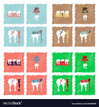 Collection of flat shading style clinical icons vector image