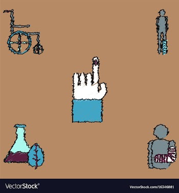 Collection of flat shading style clinical icons vector image
