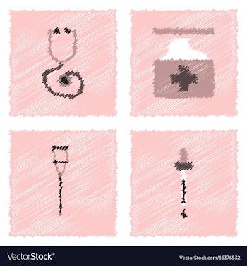 Collection of flat shading style clinical icons vector image