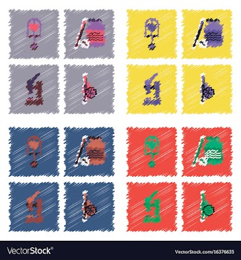 Collection of flat shading style clinical icons vector image