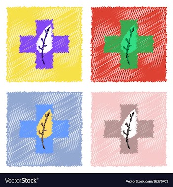 Collection of flat shading style clinical icons vector image