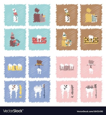 Collection of flat shading style clinical icons vector image