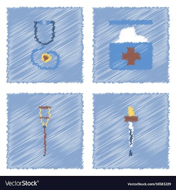 Collection of flat shading style clinical icons vector image