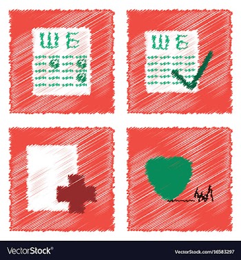 Collection of flat shading style clinical icons vector image