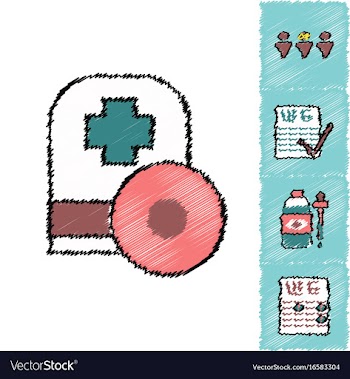 Collection of flat shading style clinical icons vector image