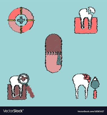 Collection of flat shading style clinical icons vector image