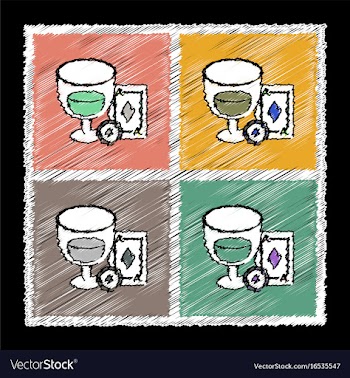 Collection of flat shading style icons ace chip vector image