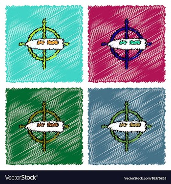Collection of flat shading style icons aim on vector image