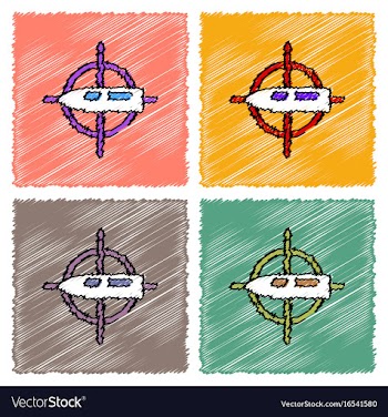 Collection of flat shading style icons aim on vector image