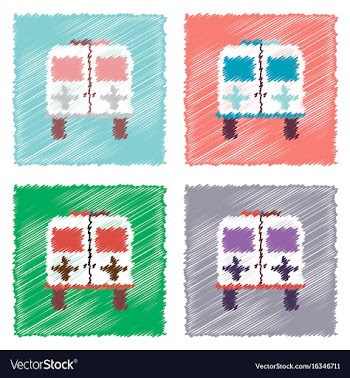 Collection of flat shading style icons ambulance vector image