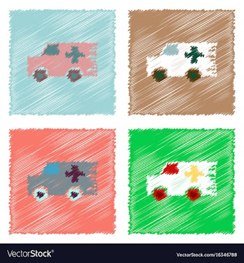 Collection of flat shading style icons ambulance vector image