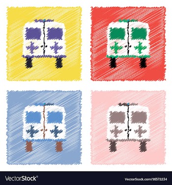 Collection of flat shading style icons ambulance vector image
