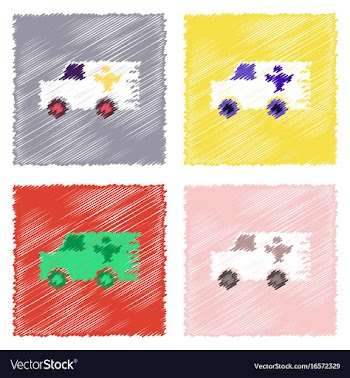 Collection of flat shading style icons ambulance vector image