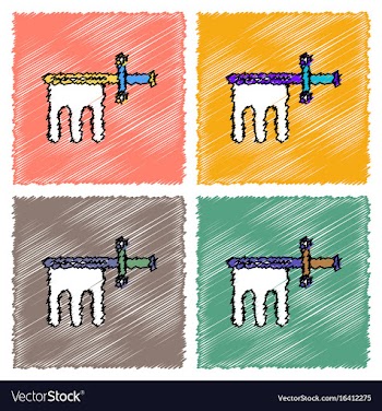 Collection of flat shading style icons ancient vector image