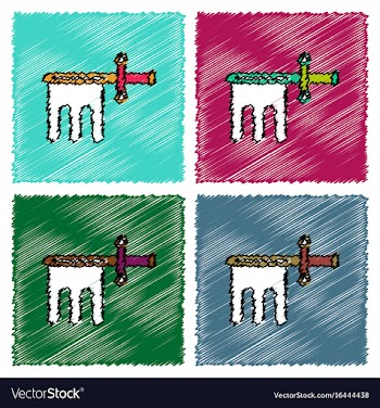 Collection of flat shading style icons ancient vector image