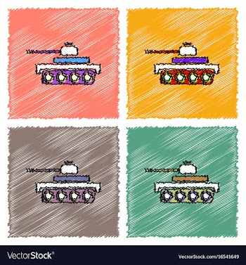 Collection of flat shading style icons army tank vector image