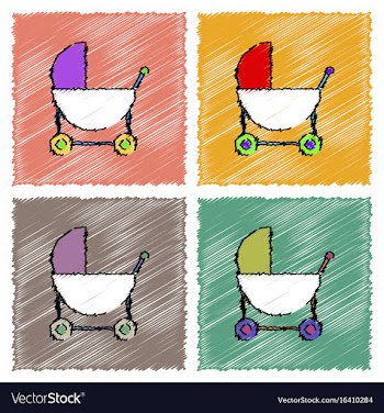 Collection of flat shading style icons baby vector image