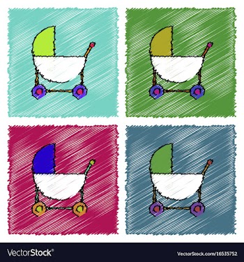 Collection of flat shading style icons baby vector image