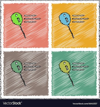 Collection of flat shading style icons balloon vector image