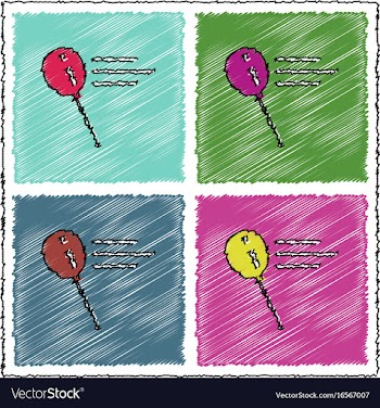 Collection of flat shading style icons balloon vector image